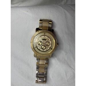 King Master Men's Gold Tone Stainless Steel Watch Genuine Diamond Accents